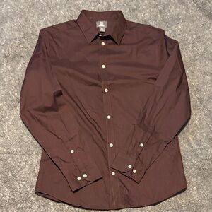 H&M Men's Casual Dark Brown Button-Down Shirt
